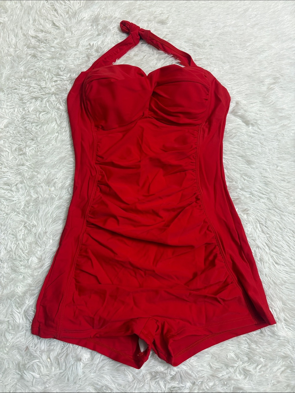 NEW Century Star Retro Halter Padded One Piece Swimsuit Romper Size L-Runs Small